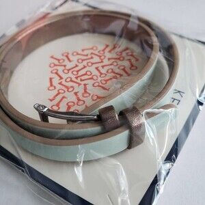 Keep Collective Double Leather Band Charm Bracelet- Mint/Steel Grey - New In Box